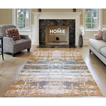 שטיח כותנה אבסטרקטי אפור קרם חרדל דגם לטיסיה 989. השטיח המודרני היוקרתי מתאים לסלון, לחדר שינה, לחדר ילדים, לאמבטיה, למסדרון, לפינת משחקים, למטבח, לפינת אוכל, לחדר עבודה, למשרד, לבית הספר וגן ילדים. 