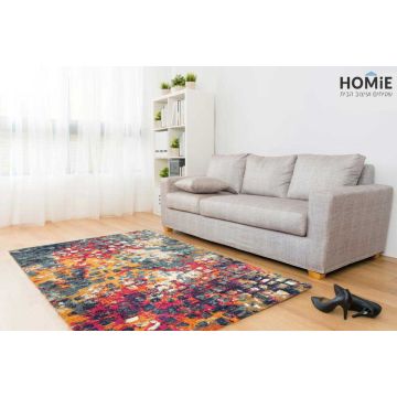 שטיח אבסטרקטי גיאומטרי מודרני מולטי צבעוני מרובעים דגם ונוס 02. השטיח היוקרתי ישתלב בסלון, חדר שינה, חדר ילדים ותינוקות, מסדרון, חדר אורחים, חדר משחקים, פינת ישיבה, פינת אוכל, חדר עבודה, משרד, בית ספר וגן ילדים. 