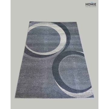 שטיח גיאומטרי אבסטרקטי עיגולים אפור שמנת דגם אטלנטיס 16/57