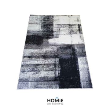 שטיח אבסטרקטי גיאומטרי מרובעים מודרני יוקרתי שחור לבן דגם ג'וליה 95A. השטיח המיוחד מתאים לסלון, לחדר שינה, לחדר ילדים, לאמבטיה, למטבח, למסדרון, לפינת אוכל, לחדר עבודה, למשרד, לבית הספר וגן ילדים. 