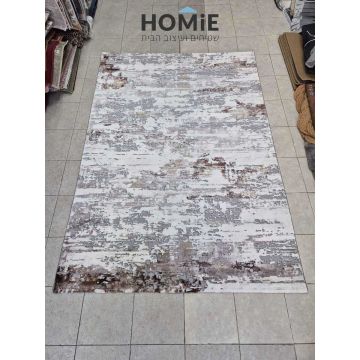 שטיח לסלון דגם אלכסנדרה 52/80 בגווני חום בז’, אפור ושמנת – נראה בשלמותו