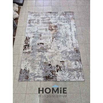 שטיח אבסטרקטי מודרני בגווני חום, בז', אפור ושמנת – דגם אלכסנדרה 64/80 – תצוגה מלאה.

