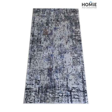 שטיח אבסטרקטי מודרני אפור, שחור, כחול ונגיעות סגול דגם קריסטינה 113A לסלון ושאר הבית.