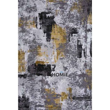 שטיח אבסטרקטי מודרני אפור שחור חרדל דגם אוליביה 79/957. 