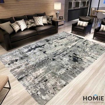 שטיח אבסטרקטי מודרני דגם פלורנסיה 8559 בצבעי אפור בהיר, אפור כהה, שמנת ונגיעות של בז'. 