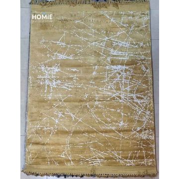 שטיח אבסטרקטי מודרני ויסקוזה עבודת יד חרדל קרם דגם ביאטריס 03. השטיח יוקרתי מתאים לסלון, חדר שינה, חדר ילדים/תינוקות, חדר אורחים, חדר/פינת משחקים, מסדרון, אמבטיה, מטבח, פינת אוכל, חדר עבודה ומשרד. 