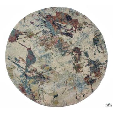 שטיח עגול אבסטרקטי צבעוני יוקרתי לסלון, לחדר שינה, לחדר ילדים, למטבח ושאר חלל הבית דגם אלכסה 15A. 