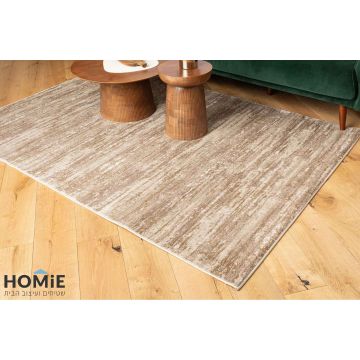 שטיח אבסטרקטי מודרני בז' דגם קונור 01. השטיח מתאים לסלון ושאר הבית.