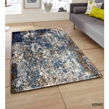 שטיח אבסטרקטי מודרני איכותי דגם אוליבר 620 בצבע כחול, תכלת, חום ובז' לסלון, לחדר שינה, לחדר ילדים, למסדרון, למטבח, לפינת אוכל, לחדר עבודה ולמשרד.