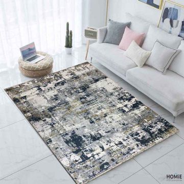 שטיח אבסטרקטי מודרני איכותי דגם מסאי 549 בצבע כחול כהה, אפור, לבן וזהב לסלון, לחדר שינה, לחדר ילדים, לאמבטיה, למטבח, למסדרון, לפינת אוכל, לחדר עבודה וגם למשרד.