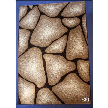 שטיח גיאומטרי אבסטרקטי לסלון ושאר הבית חלוקי נחל חום בז' אקסלנס 042. 