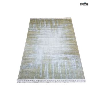 שטיח כותנה אבסטרקטי מעוטר לסלון, לחדר שינה, לחדר ילדים, למטבח, לאמבטיה ושאר חלל הבית דגם סטפני 05 בצבע חרדל. 