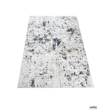 שטיח אבסטרקטי איכותי לסלון, לחדר שינה, לחדר ילדים, למטבח ושאר חלל הבית דגם פלורנסיה 7690A בצבע אפור כהה, אפור בהיר ובז'.