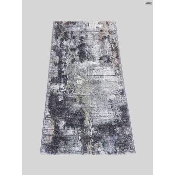 שטיח אבסטרקטי מודרני דגם איביזה 99/96 בפריסה מלאה – עיצוב אלגנטי בגווני אפור כהה, אפור בהיר ובז'.