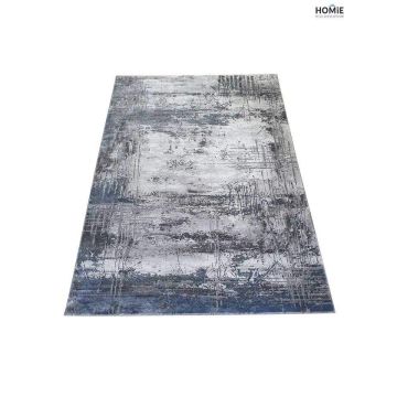 שטיח אבסטרקטי מודרני יוקרתי דגם אוליביה 796/95 בצבע אפור, שחור וכחול לסלון, לחדר שינה, לחדר ילדים, למסדרון, למטבח, לפינת אוכל, לחדר עבודה ולמשרד.