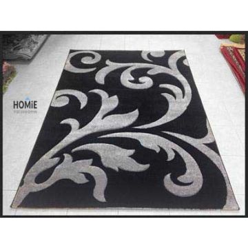 שטיח אבסטרקטי אפור שחור פרחוני דגם אקסלנס 03