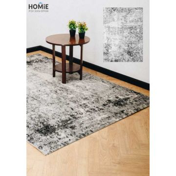 שטיח אבסטרקטי אפור שחור דגם ג'יאנה 1404. השטיח מתאים לסלון, לחדר שינה, לחדר ילדים, לאמבטיה, למטבח, למסדרון, לפינת אוכל, לחדר עבודה ולמשרד. 