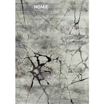 שטיח אבסטרקטי מודרני יוקרתי אפור שחור לסלון, לחדר שינה, לחדר ילדים, למטבח ושאר חלל הבית דגם איביזה 73/95.