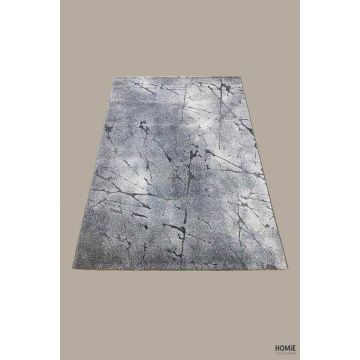 שטיח אבסטרקטי מודרני יוקרתי דגם איביזה 75/95 בצבעי אפור, שחור ושמנת. 