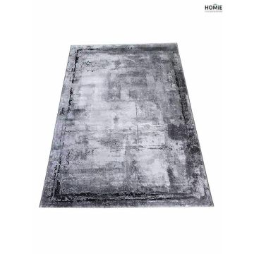 שטיח אבסטרקטי מודרני יוקרתי לסלון, לחדר שינה, לחדר ילדים, למטבח ושאר חלל הבית דגם אוליביה 16/990 בצבע אפור בהיר, אפור כהה ושחור.