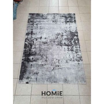 שטיח אבסטרקטי מודרני יוקרתי דגם אוליביה 93/990 בצבע אפור שחור. 