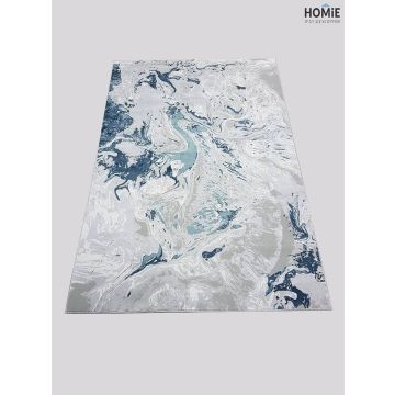 שטיח אבסטרקטי יוקרתי לסלון, לחדר שינה, לחדר ילדים, למטבח ושאר חלל הבית דגם גלינה 59A בצבע אפור, כחול וטורקיז. 