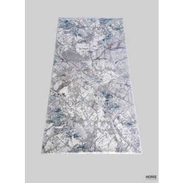 שטיח אבסטרקטי יוקרתי בגווני אפור, כחול וטורקיז דגם הימלאיה 19/30 לסלון, חדר שינה ומטבח – עיצוב מודרני, צפוף, רך וקל לניקוי