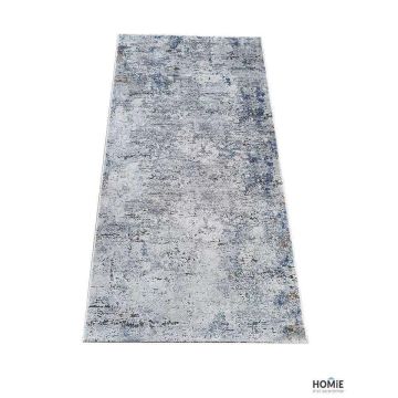 שטיח אבסטרקטי מודרני יוקרתי לסלון דגם קטרינה 51B בצבעי אפור, כחול וכתום. 