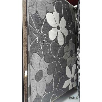 שטיח אבסטרקטי פרחים לסלון, לחדר שינה, למטבח ושאר חלל הבית דגם אקסלנס 09 בצבע אפור כהה ובהיר