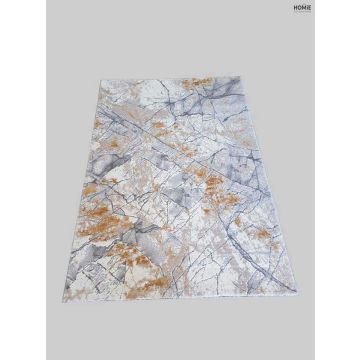 שטיח אבסטרקטי יוקרתי לסלון, לחדר שינה, למטבח ושאר חלל הבית בצבע אפור, חרדל ובז' דגם הימלאיה 19/95.