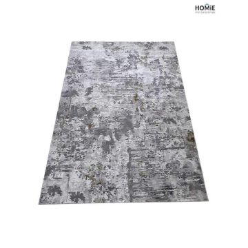 שטיח אבסטרקטי אפור דגם סיישל 14/95 מודרני יוקרתי לסלון, לחדר שינה, לחדר ילדים, למטבח, למשרד ועוד בצבע אפור בהיר, אפור כהה ונגיעות של ירוק זית. 