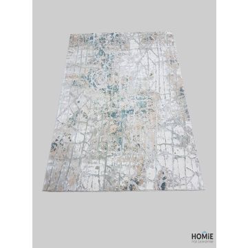 שטיח אבסטרקטי יוקרתי לסלון, לחדר שינה, לחדר ילדים, למטבח ושאר חלל הבית דגם גלינה 60A בצבע אפור, טורקיז ובז'. 