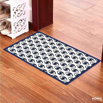 שטיח ויניל אבסטרקטי פי וי סי (PVC) לינולאום מודרני דגם עיניים כחולות בצבע כחול. 