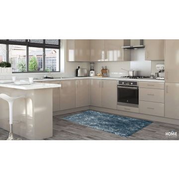 שטיח ויניל אבסטרקטי פי וי סי (PVC) לינולאום דגם שיש כחול.