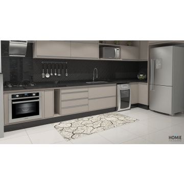 שטיח אבסטרקטי פי וי סי (PVC) אפור שמנת דגם אדמה מבוקעת