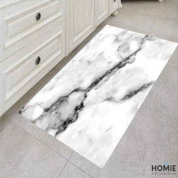 שטיח ויניל פי וי סי (PVC) לינולאום אבסטרקטי מודרני יוקרתי דגם שיש לבן. 