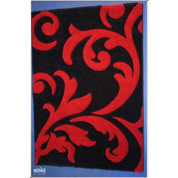 שטיח אבסטרקטי אדום שחור פרחוני דגם אקסלנס 03