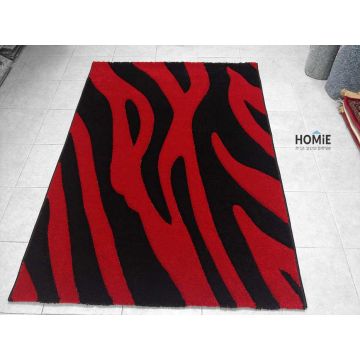שטיח אבסטרקטי אדום שחור גלים דגם אקסלנס 02