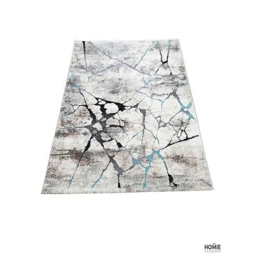 שטיח אבסטרקטי מודרני יוקרתי דגם איביזה 73/98 בצבע טורקיז, מוצג בשלמותו בחלל