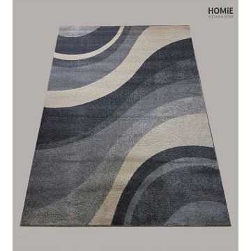 שטיח אבסטרקטי אפור שמנת גלים דגם אטלנטיס 04/357