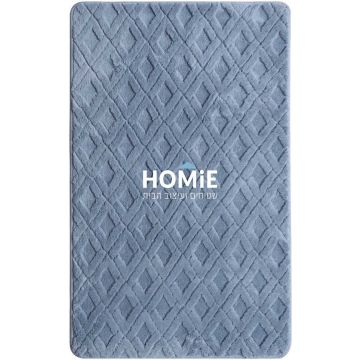 שטיח אמבטיה כותנה בוהו מודרני דקורטיבי כחול דגם אלסקה 03. 