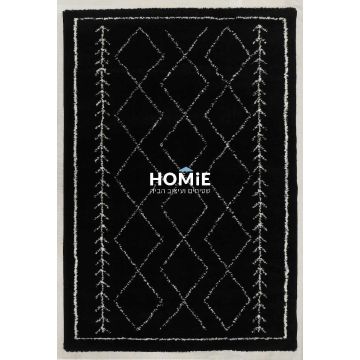 שטיח שאגי בוהו נורדי סקנדינבי אתני (שבטי) גיאומטרי מעויינים שחור לבן דגם פינלנד 02. השטיח המודרני היוקרתי ורסטילי מאוד ויתאים לכל חלל. אם זה סלון, חדר שינה, חדר ילדים, אמבטיה, מסדרון, פינת אוכל, מטבח, חדר עבודה, משרד ועוד. 