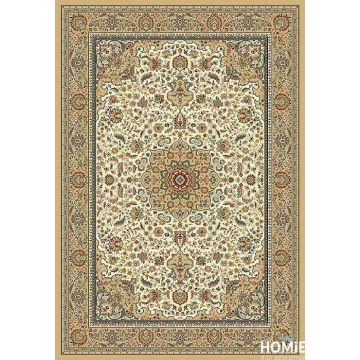 שטיח קלאסי דגם פומפיי 06/81 לסלון בצבעי בז, ירוק, בורדו וכתום, תמונה מלאה של השטיח