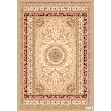 שטיח קלאסי בז' אדום מדליון דגם בסטיליה 66/150