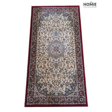 שטיח קלאסי מדליון פרחוני אדום דגם פנתאון 50/61 בצבע אדום, בז', כחול וירוק. השטיח המפואר והיוקרתי מתאים לסלון, לחדר שינה, לחדר אורחים, למסדרון, למטבח, לפינת אוכל, לחדר עבודה ולמשרד. 