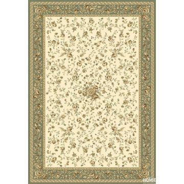 שטיח קלאסי ירוק פרחוני יוקרתי ומהודר לסלון, לחדר שינה, למטבח ושאר חלל הבית דגם פומפיי 51/64. השטיח מיוצר בעבודת מכונה ברמת הגימור הגבוהה ביותר. השטיח יכניס המון שיק וסטייל לחלל החדר