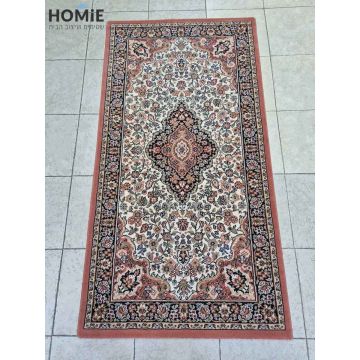 שטיח קלאסי מדליון פרחוני כתום דגם פומפיי 45/624 פרוס במלואו על הרצפה