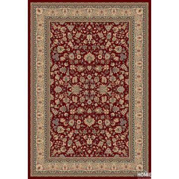 שטיח קלאסי אדום פרחוני יוקרתי דגם פומפיי 46/14 לסלון, תצוגה מלאה
