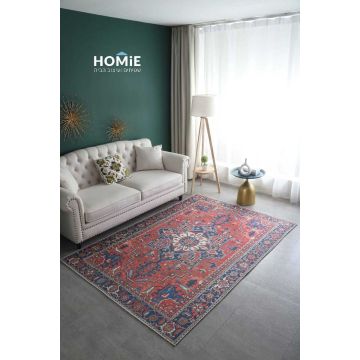 שטיח קלאסי וינטג' אתני מדליון דגם סלינה 08 בצבעי אדום כחול. השטיח יתאים לסלון ושאר הבית.