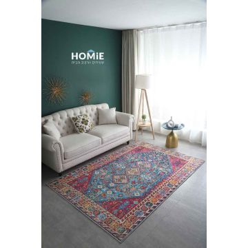 שטיח קלאסי וינטג' גיאומטרי צבעוני פרחוני מדליונים דגם סלינה 05. השטיח היוקרתי שנראה כמו יצירת אומנות מגיע בסטייל עדין ואלגנטי ויתאים לסלון ושאר חלל הבית. 